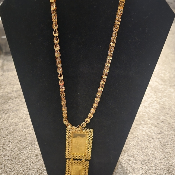 24kgp Dubai Jewelry Elegant Gold Necklace with Intricate Design - Picture 4 of 10